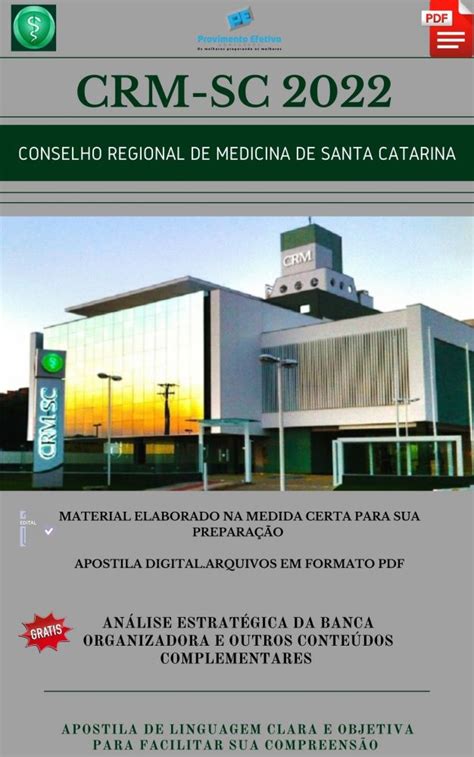 Provimento Efetivo Concursos Apostila CRM SC 2022 AUXILIAR ADMINISTRATIVO