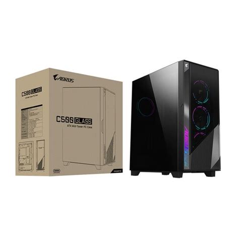 Gabinete Aorus C500 Glass Con Ventana Rgb Midi Tower Mini Itx Usb 3 0 Sin Fuente Argb Negro