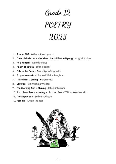 Grade 12 Poetry Booklet 2023 Grade 12 POETRY 2023 Sonnet 130