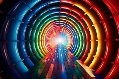 A Colorful Tunnel With A Bright Light At The End Stock Illustration Illustration Of Equipment