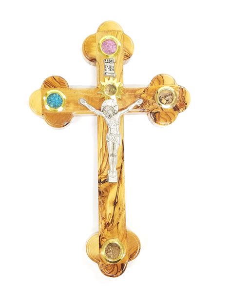 Buy Olive Wood Crucifix Wall Cross Adorned With Olive Leaves