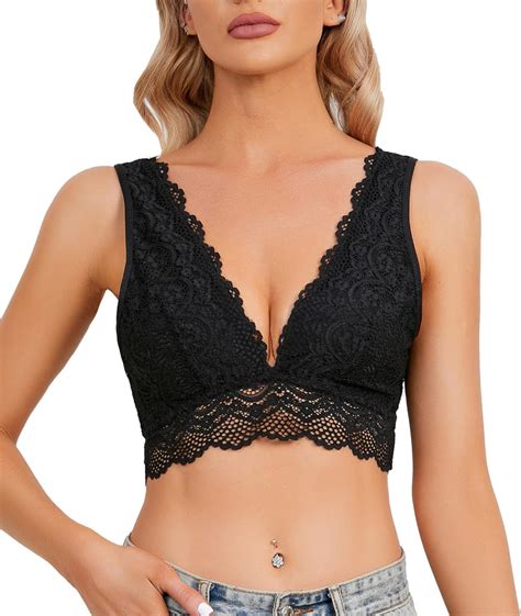 YIANNA Blumen Spitzen BH Ohne Bügel Bustier Damen Ungepolstert Bralette