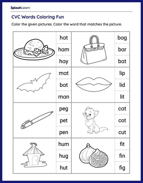 Cvc Words Worksheets For Kindergarteners Online Splashlearn