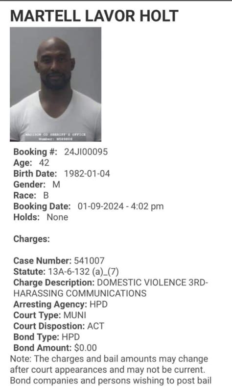 Love Marriage Huntsvilles Martell Holt Arrested On Domestic