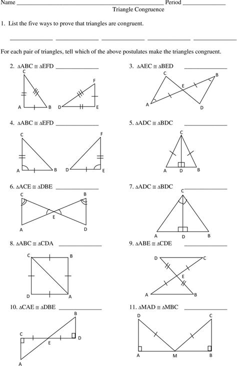 Proving Triangles Congruent Worksheet Name Period 11 2 11 13 Pdf Free Download Congruent