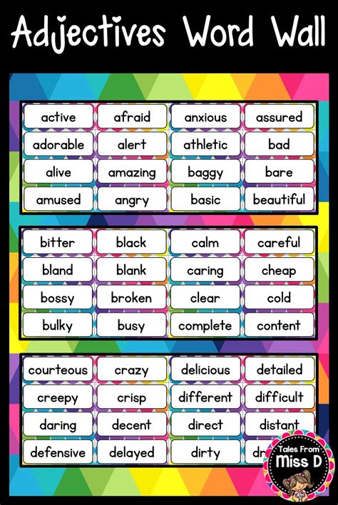 Adjectives Word Wall Adjective Words Teaching English Grammar Linking Words