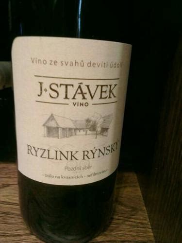 J Stavek Ryzlink Rýnský Pozdní Sběr Vivino US