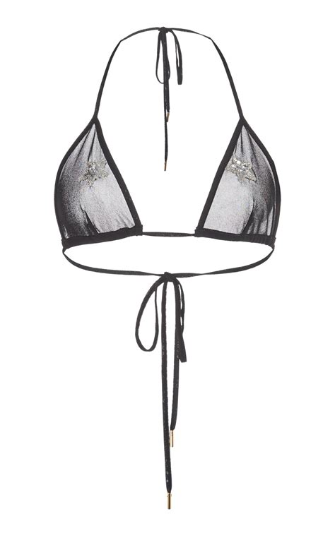 Sequin Embellished Mesh Triangle Bra Only At Editorialist