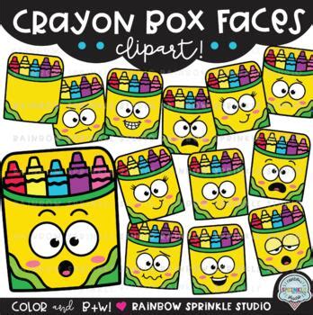 Crayon Box Faces Clipart By Rainbow Sprinkle Studio Sasha Mitten