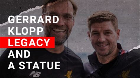 Steven Gerrard On Jurgen Klopps Statue Outside Anfiled Stadium Liverpool News Youtube