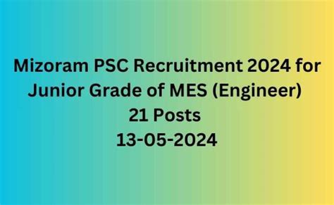 Mizoram Psc Recruitment For Junior Grade Of Mes Engineer Posts