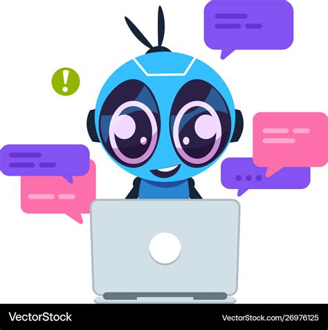 Chat Bot Cute Cartoon Robot With Artificial Vector Image