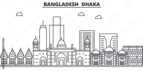 Bangladesh Dhaka Architecture Line Skyline Illustration Linear Vector