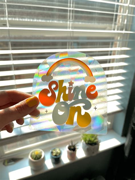 Shine On Rainbow Suncatcher Sticker For Window Suncatcher Etsy Uk