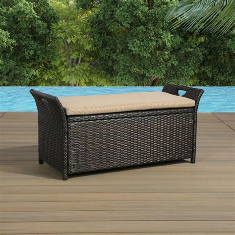 Red Barrel Studio® Acoidan Outdoor Rattan Storage Bench & Reviews | Wayfair