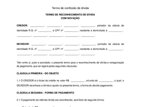 Modelo De Termo De Acordo Entre As Partes Vários Modelos