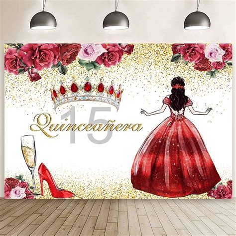 Amazon Aibiin X Ft Quinceanera Th Birthday Backdrop Burgundy