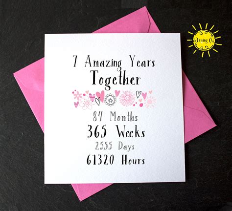 Th Year Wedding Anniversary Seven Amazing Years Together Etsy Uk