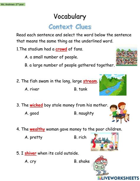 Context Clues Worksheet 2 Worksheet Live Worksheets Worksheets Library