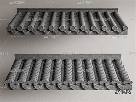 中式屋檐 飞檐 瓦片 屋脊su模型下载 ID13030227 sketchup模型下载 欧模网