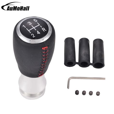 Black Gear Knob Shifter Manual Leather Car Gear Shift Knobs Red Black Line Car Gear Shift Knob