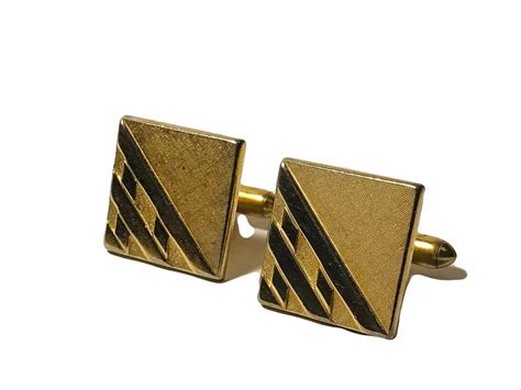 Vintage Gold Tone Cufflinks Mid Century Etsy