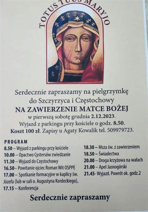 Akcja Katolicka Zaprasza Na Pielgrzymk Do Szczyrzyca I Cz Stochowy