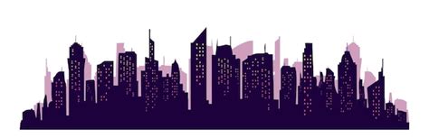 Silueta De Una Ciudad Densamente Urbanizada Vector Premium