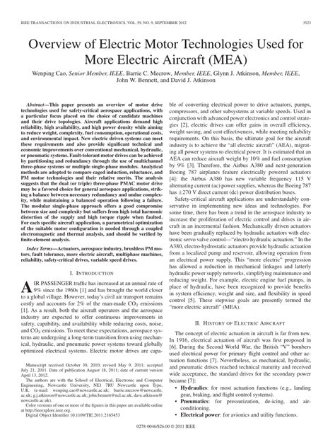 (PDF) Overview of Electric Motor Technologies Used for More Electric ...