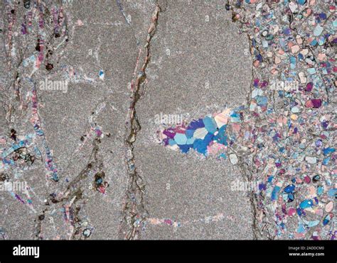 Triassic Limestone Rock Crystals Polarised Light Micrograph This