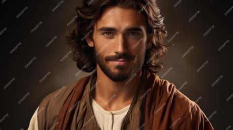 Premium AI Image | jesus with long hair and beard