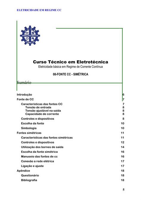 PDF Curso Técnico em Eletrotécnica drb m org cc e simetrica pdf