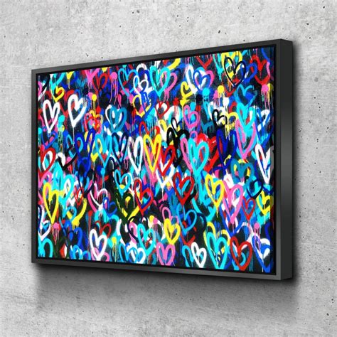 Love Hearts Graffiti Canvas Wall Art Banksy Print Graffiti Etsy