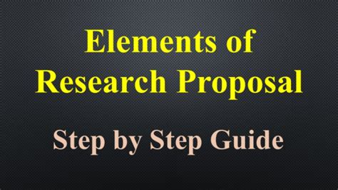 Research Proposal How To Write Research Proposal Elements Of