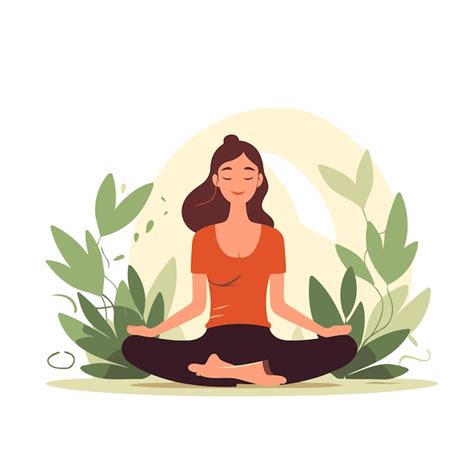 Mujer meditando en la postura del loto ilustración vectorial en estilo