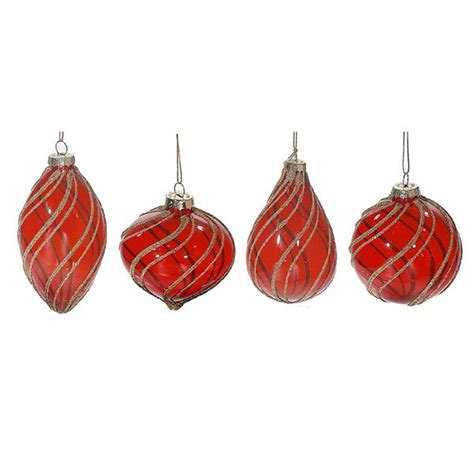 Ih Casadécor 115 In H Red Glass Ball Ornament With Gold Glitter Set Of 12 Rona