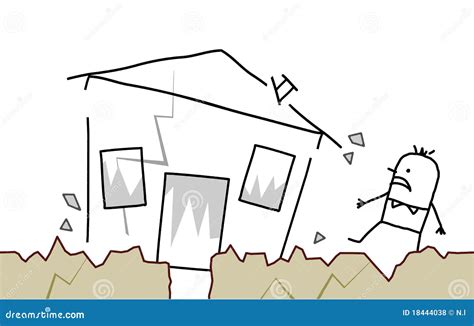 Man With House & Earthquake Royalty Free Stock Photos - Image: 18444038