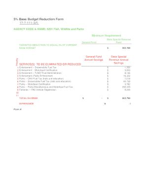 Fillable Online Leg Mt Base Budget Reduction Form F