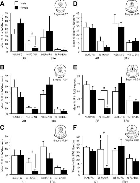 Androgen and estrogen α receptor localization on periaqueductal gray