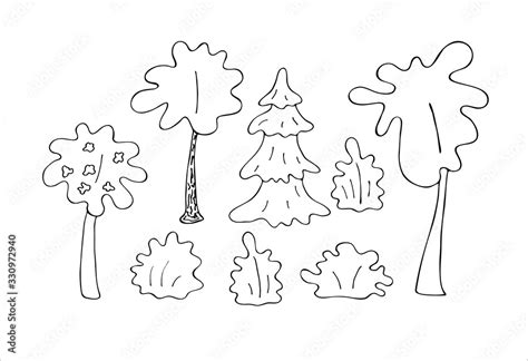 Set Of Trees Isolated On A White Background Stock Vector Illustration