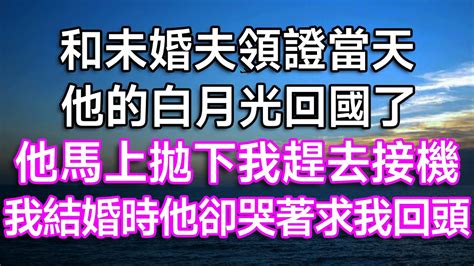 和未婚夫領證當天，他的白月光回國了，他馬上拋下我趕去接機！ 我結婚時他卻哭著求我回頭！ 打臉 為人處世 小三 白月光 生活經驗