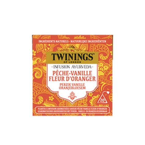 Infusion ayurveda vanille pêche fleur d oranger Twinings x 20 sachets