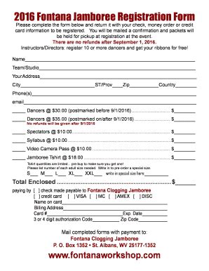 Fillable Online 2016 Fontana Jamboree Registration Form Fax Email Print