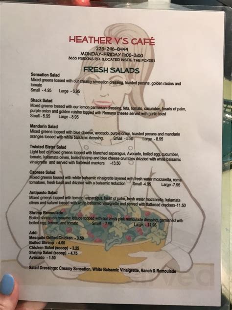 Heather V S Cafe Menus In Baton Rouge Louisiana United States