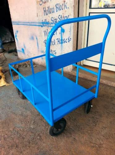 Platform Blue Mild Steel Material Handling Trolleys Size Dimension