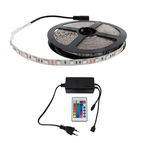 Kit Tira Led 72w 12v 300led Ip65 5m Rgb Con Mando Controlador Y Fuente