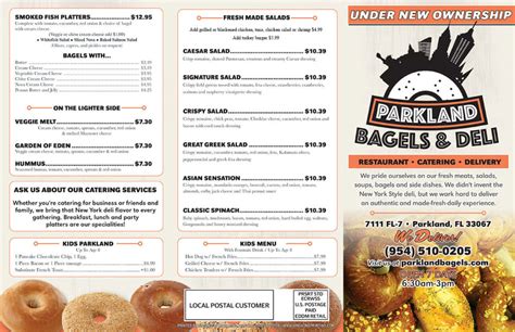 Menu Bagels With Deli Parkland Bagels