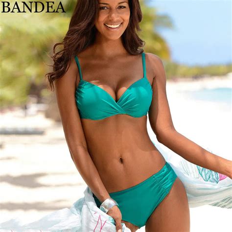 Aliexpress Buy Bandea Bikini Sexy Push Up Swimsuit Solid