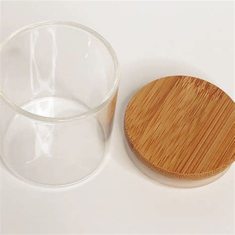 Ml Oz Glass Jars With Bamboo Lid Food Storage Candle Etsy