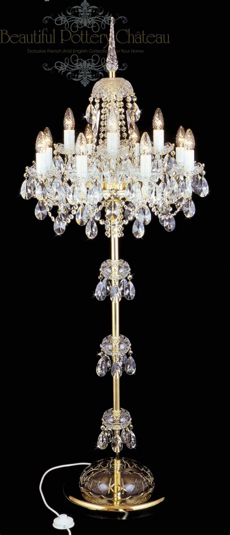 Beautiful Pottery Bohemian Crystals Standing Chandelier